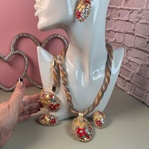 Elegant Gold and Red Jewelry Set